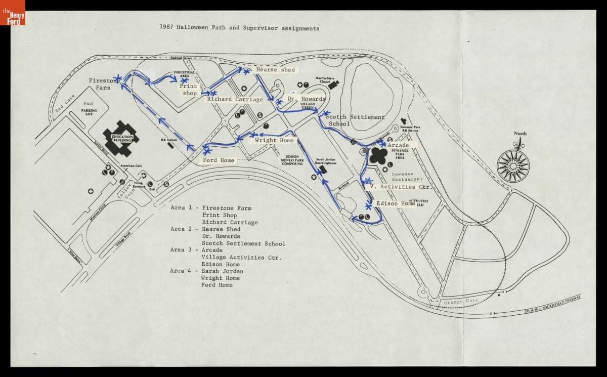 Map of Greenfield Village during "Family Halloween," October 1987