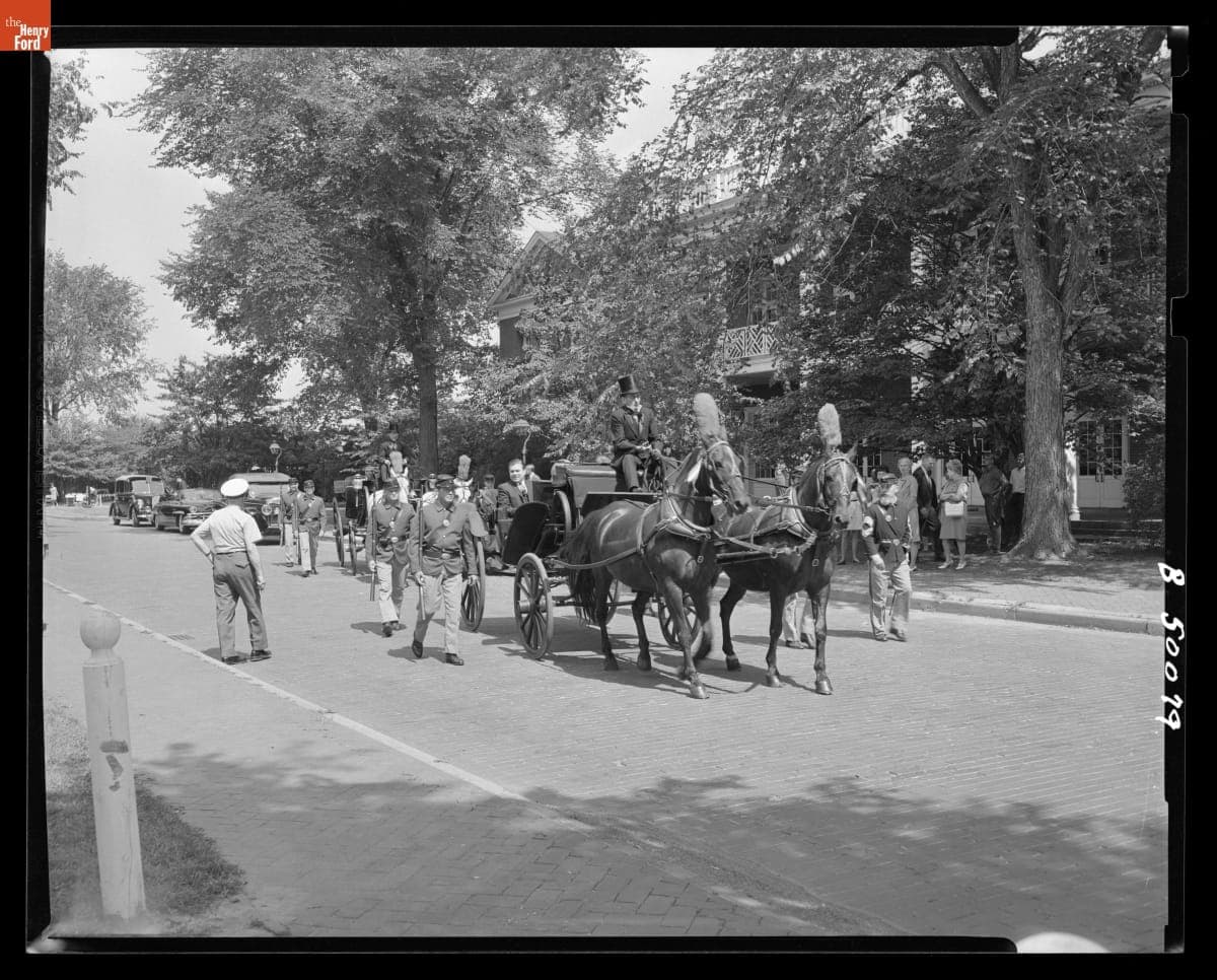 Parade of Historic Vehicles before the Dedication of the Henry Ford Postage Stamp in Greenfield Village, July 30, 1968