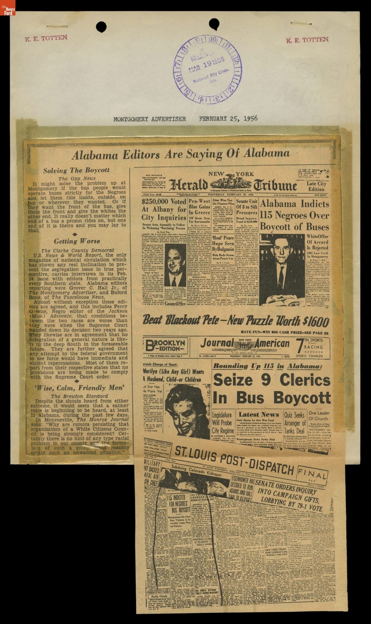 Montgomery Bus Boycott Scrapbook, November 1955 - April 1957 (Part 3 of 6)