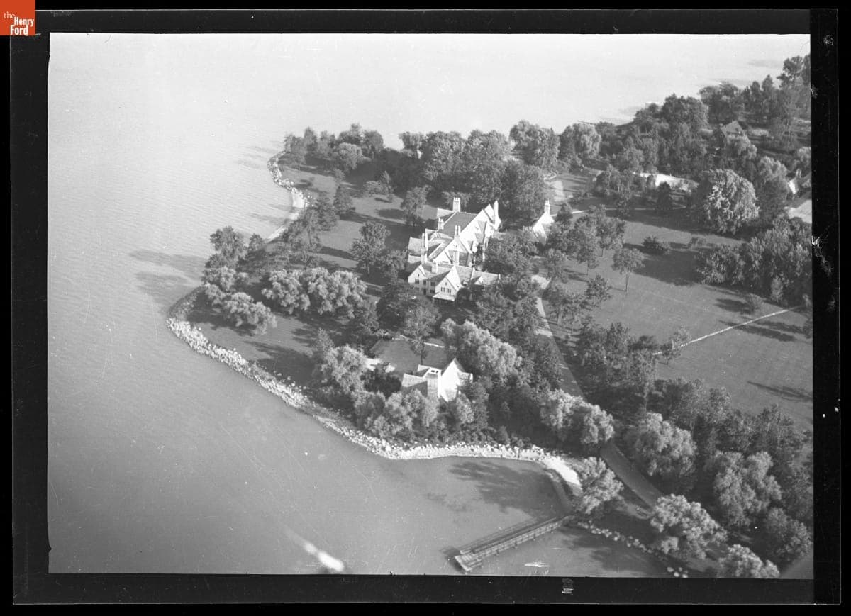 Aerial View of Edsel and Eleanor Ford House, Gaukler Pointe, Grosse Pointe Shores, Michigan, 1932