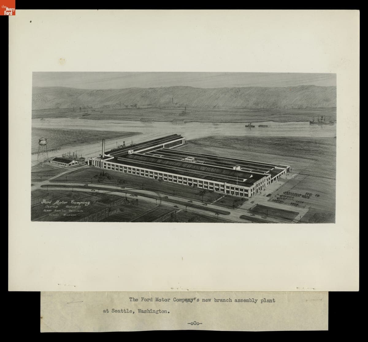 Architect's Rendering of Ford Motor Company Assembly Plant in Seattle, Washington, 1933