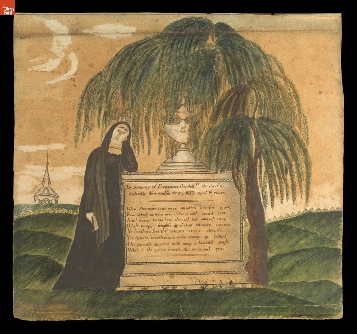 Memorial Painting, "In Memory of Freeman Bartlett, Jr. ..." by Eliza T. Reed, 1818-1820