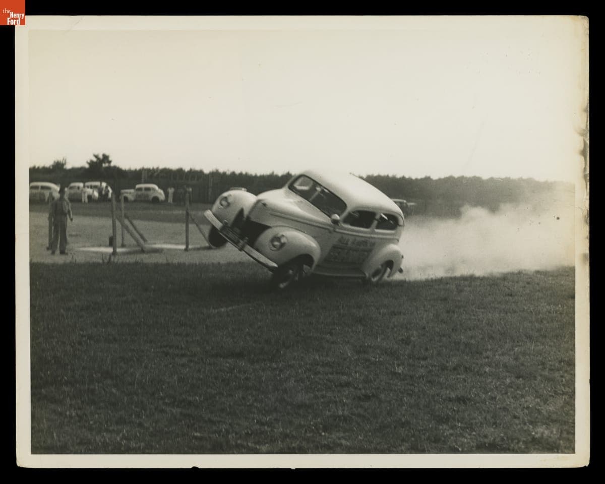 1940 Ford Tudor Sedan in All American Hell Drivers Auto Thrill Show, 1948