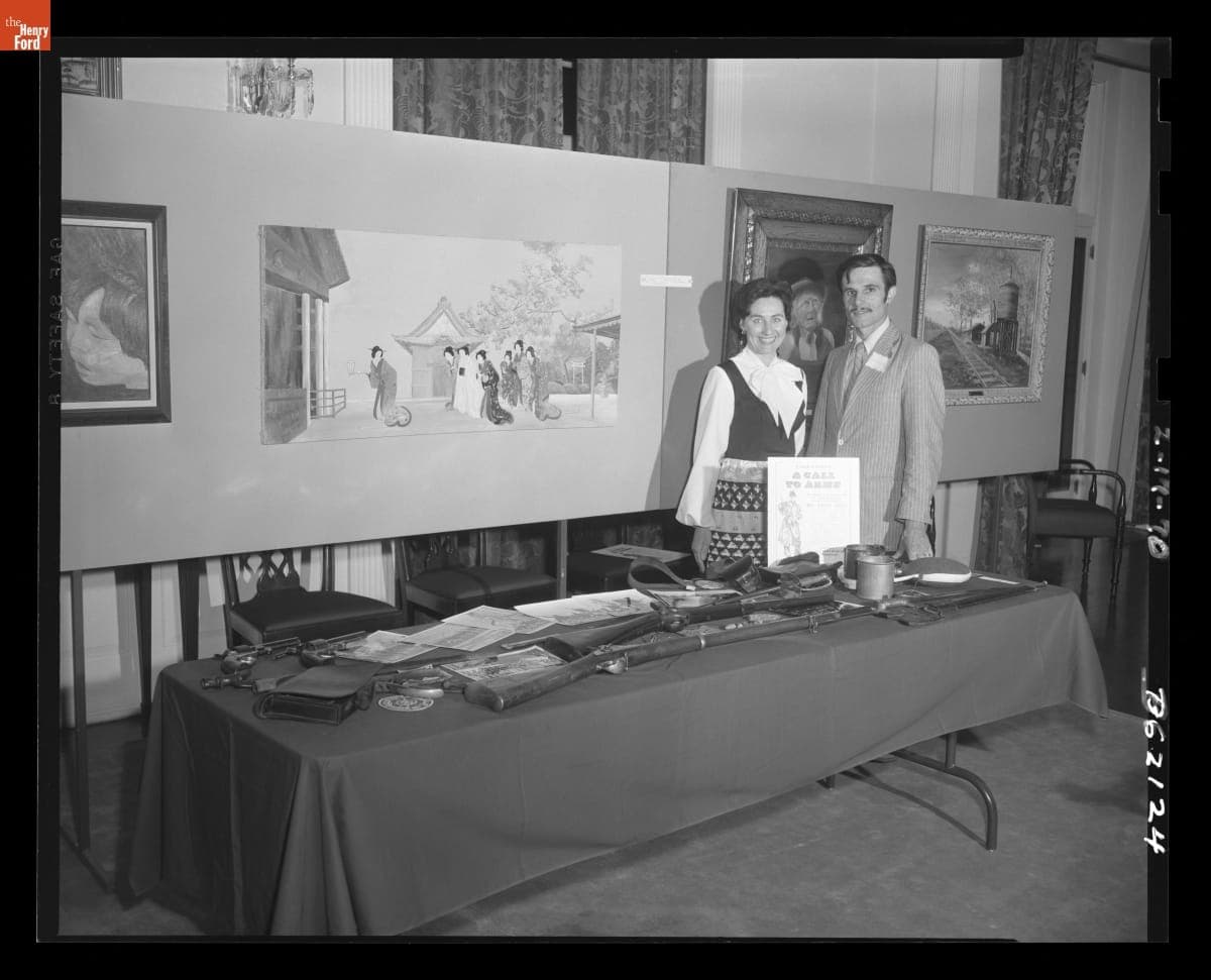 Rosalie and Rudy Ruzicska with Civil War Gun Collection, June 1972