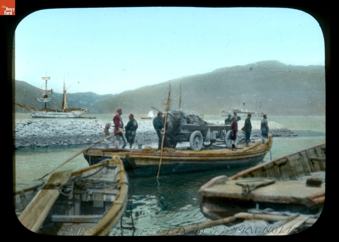 Thomas Flyer Being Transferred to SS Mongolia, Leaving Japan, New York to Paris Race, 1908