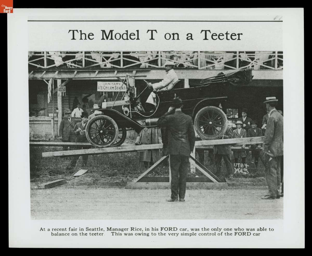 Ford Model T Automobile Balancing on a Teeter at the 1910 Seattle State Fair