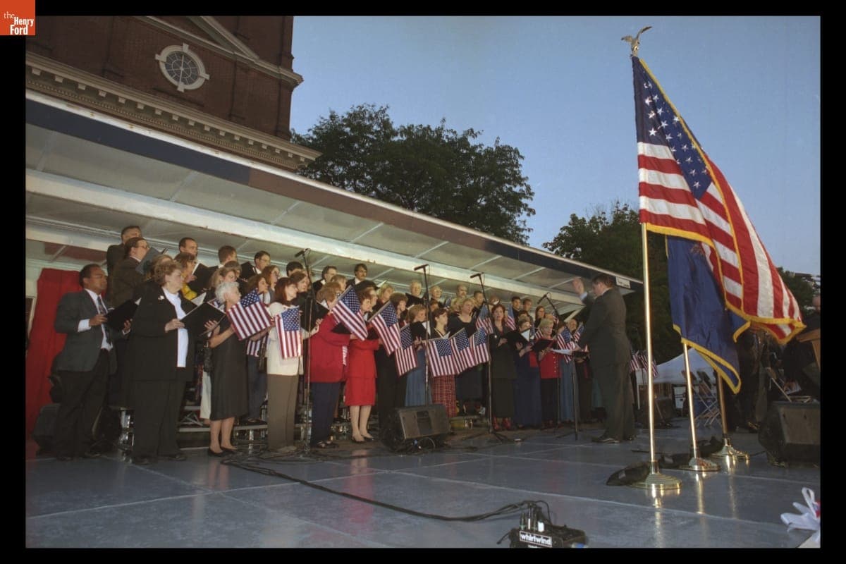 Vanguard Voices & Brass Performing "O for a World" at the "Peace and Unity" Candlelight Vigil at Henry Ford Museum, September 19, 2001