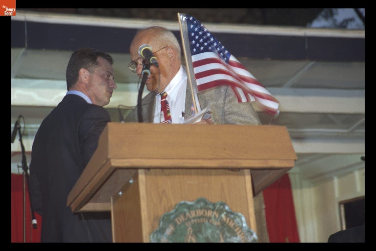 Representative John Dingell Speaking at the "Peace and Unity" Candlelight Vigil at Henry Ford Museum, September 19, 2001