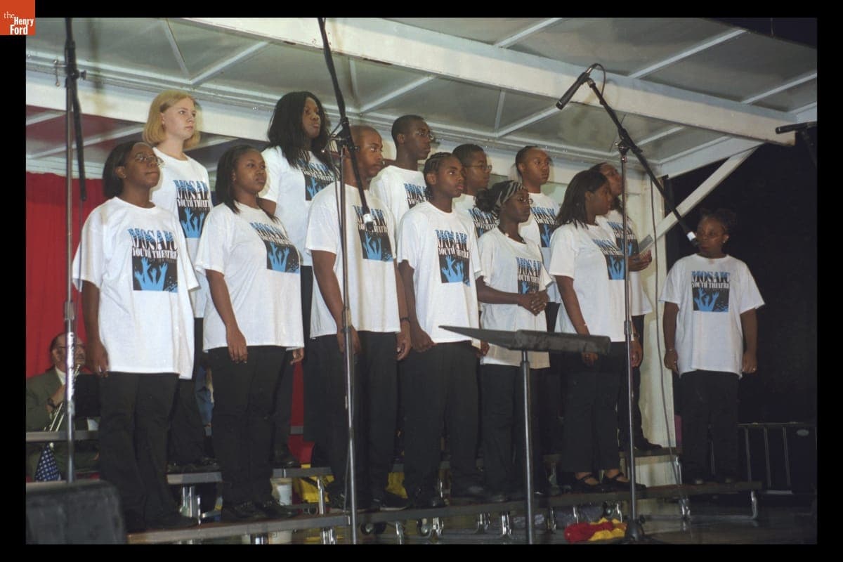 Mosaic Youth Theater Singers Performing "Voices That Care" at the "Peace and Unity" Candlelight Vigil at Henry Ford Museum, September 19, 2001