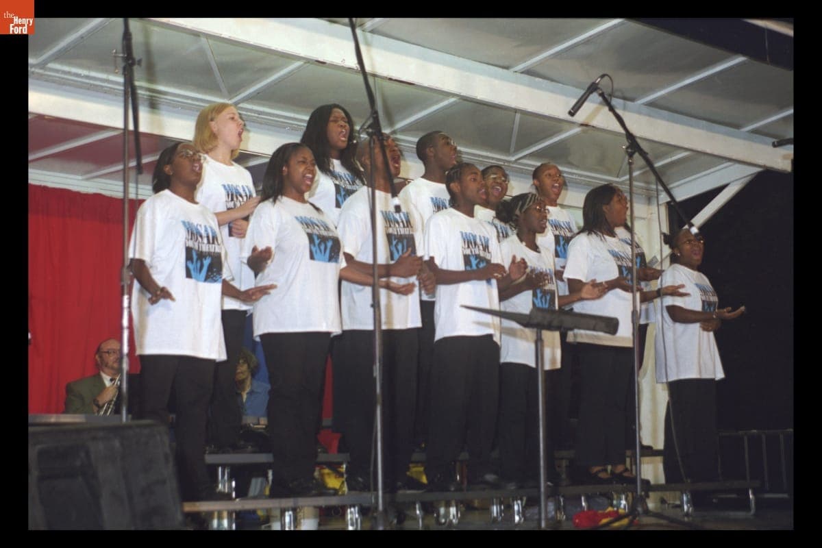 Mosaic Youth Theater Singers Performing "Voices That Care" at the "Peace and Unity" Candlelight Vigil at Henry Ford Museum, September 19, 2001