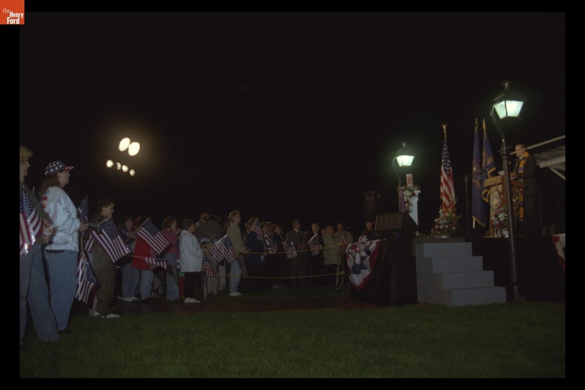 Rev. William Gepford Speaking at the "Peace and Unity" Candlelight Vigil at Henry Ford Museum, September 19, 2001
