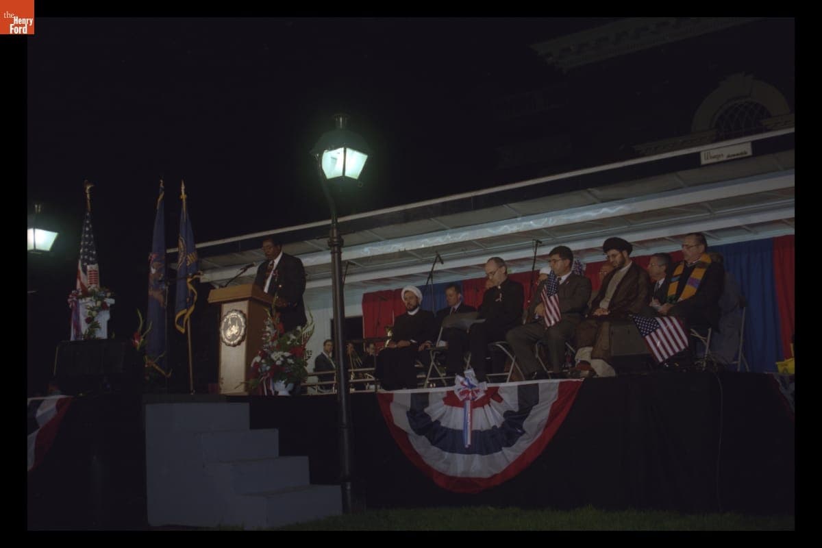 Rev. Bill McCullum Speaking at the "Peace and Unity" Candlelight Vigil at Henry Ford Museum, September 19, 2001