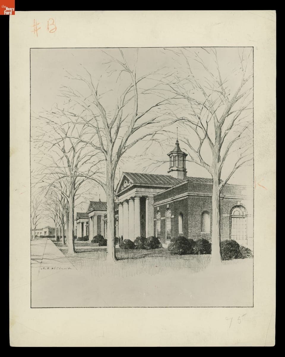 Architectural Concept Drawing of Henry Ford Museum, 1928-1929