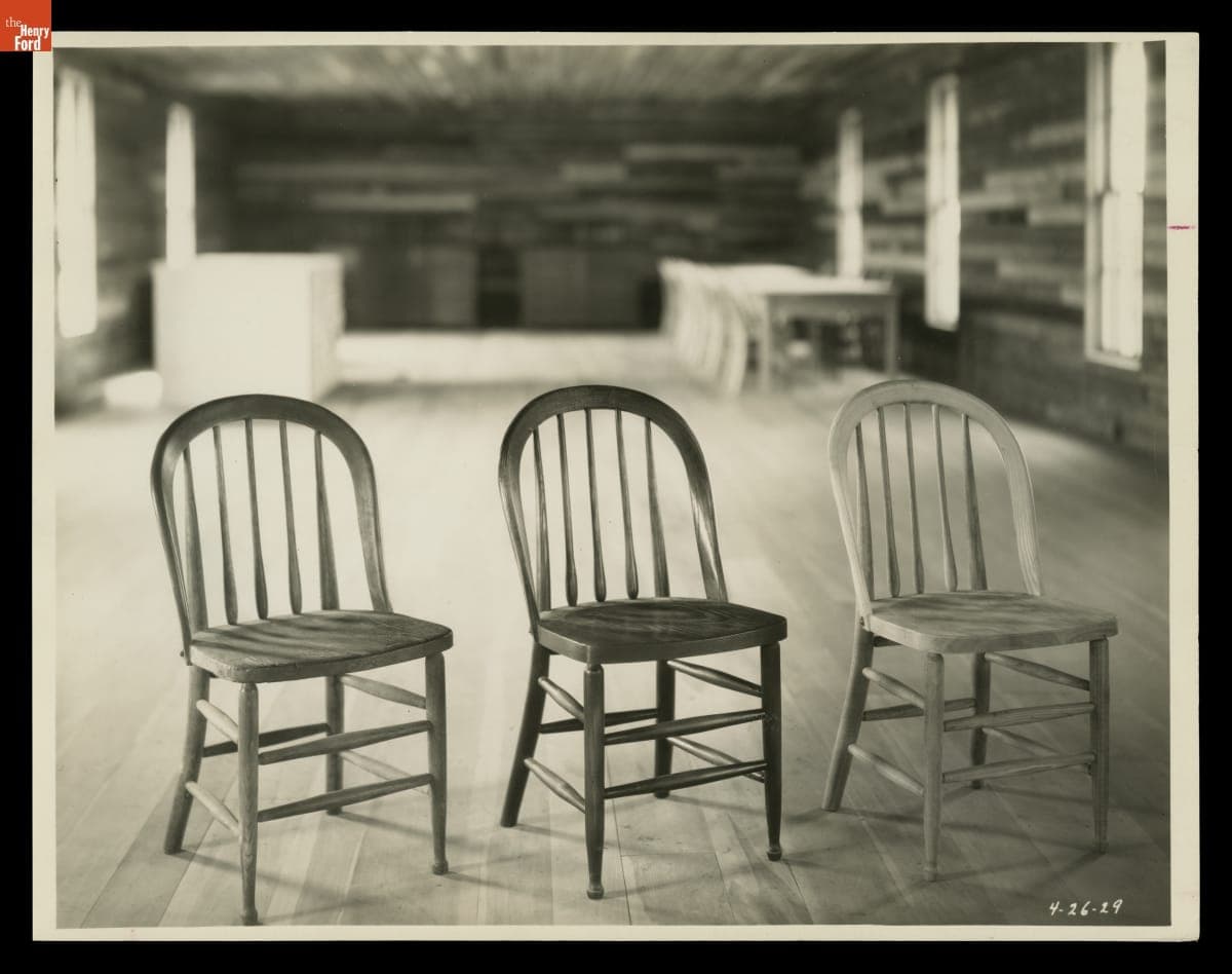 Reproductions of Chairs in the Menlo Park Laboratory in Greenfield Village, April 1929