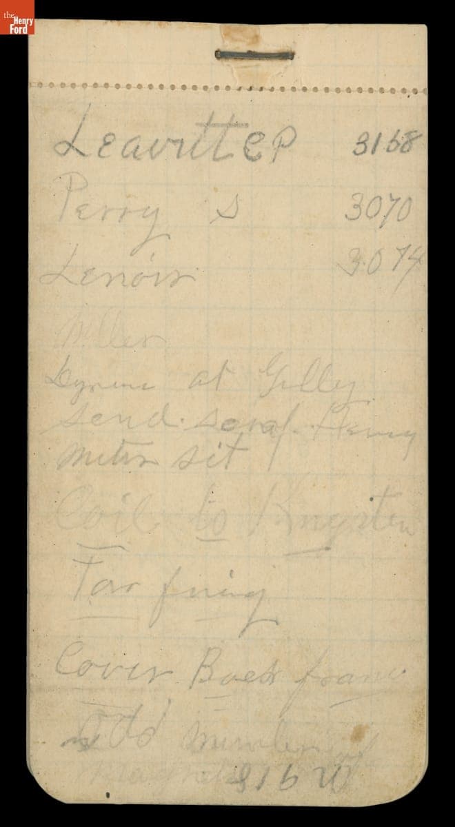 Henry Ford's Jot Book, Undated