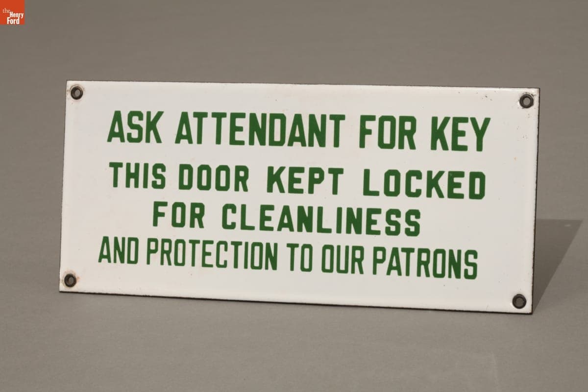 Texaco "Ask Attendant for Key" Restroom Sign, 1940-1960