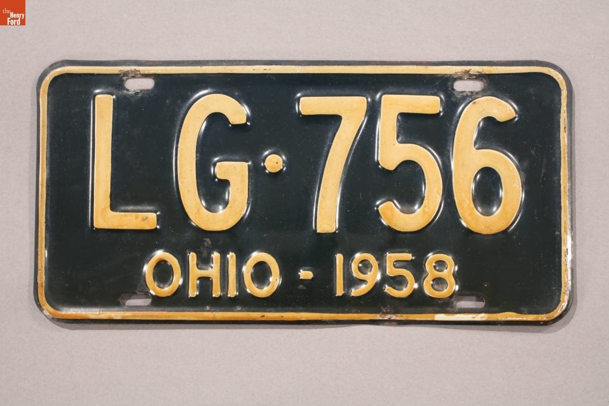 Ohio License Plate, 1958