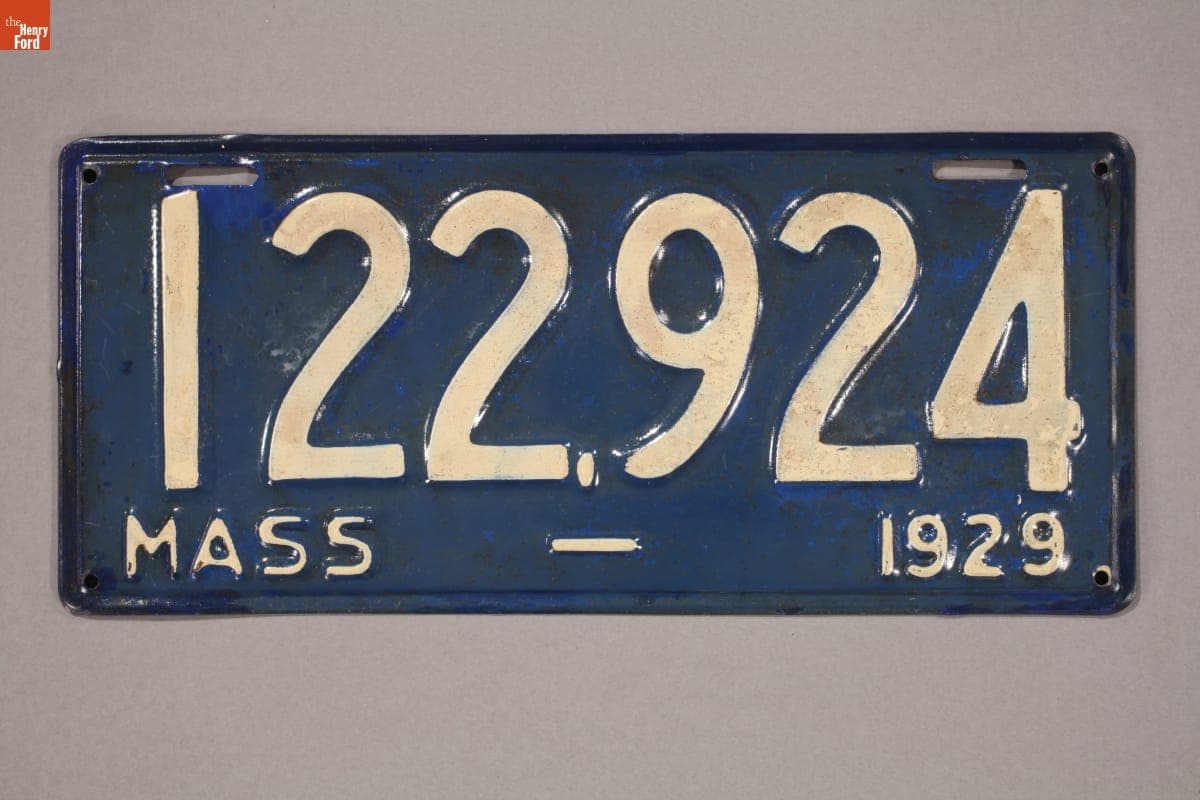 Massachusetts License Plate, 1929