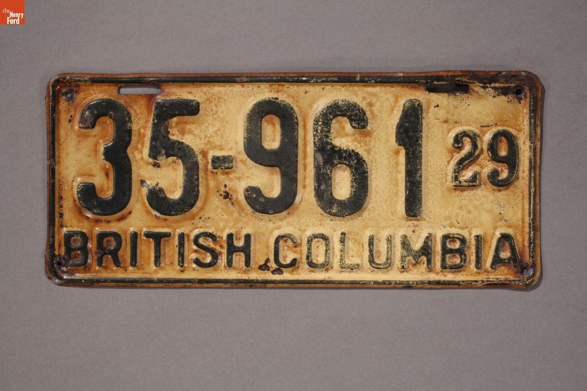British Columbia License Plate, 1929