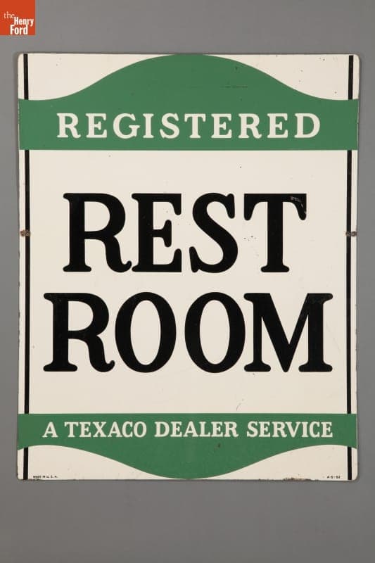 Texaco Rest Room Sign, circa 1952