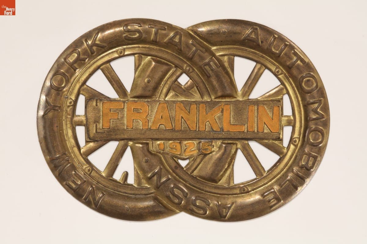 New York State Automobile Association Badge for Franklin Automobiles, 1925