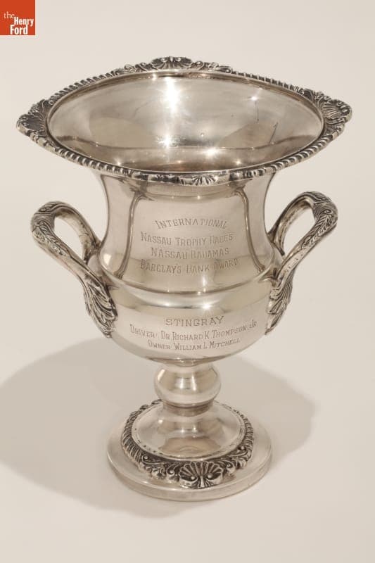 Trophy Awarded to William Mitchell's Stingray at International Nassau Races, 1959