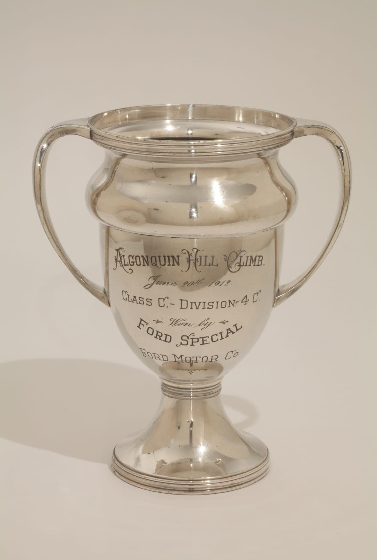Algonquin Hill Climb Trophy Won by Frank Kulick Driving a Ford, 1912