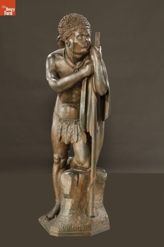 Sculpture of Kneeling Warrior, from "Africa" Circus Wagon, by Samuel Robb, 1903