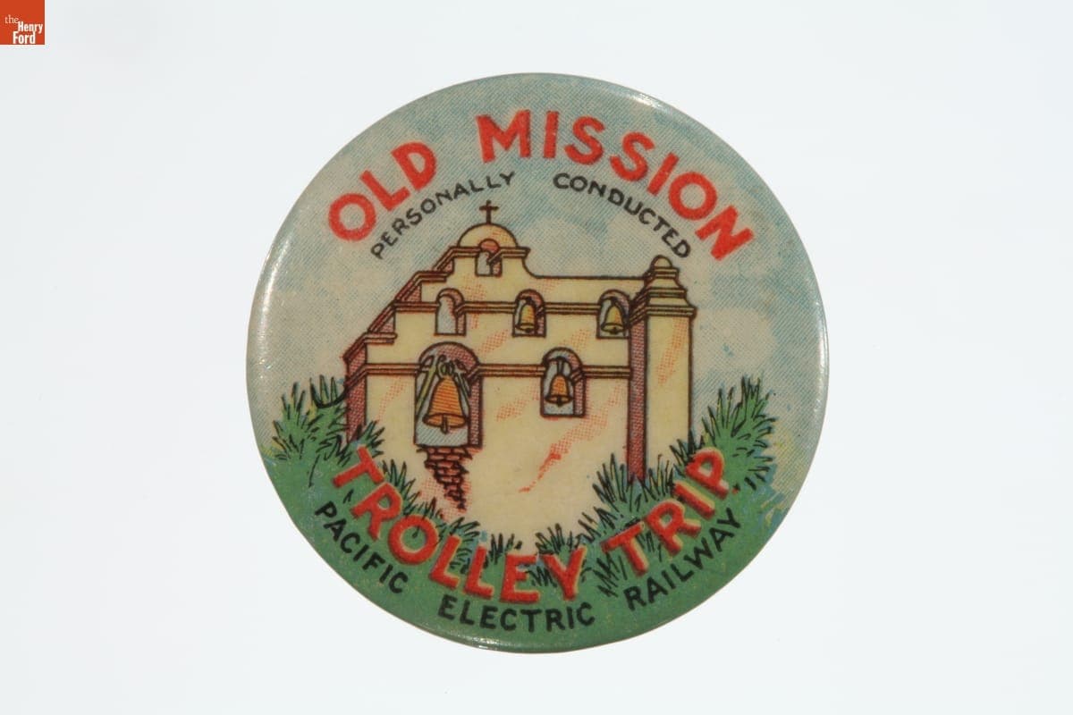 Panama-Pacific International Exposition Souvenir Pacific Electric Railway Button, 1915