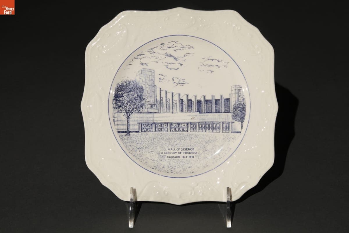 Century of Progress Souvenir Plate Depicting Hall of Science, 1933
