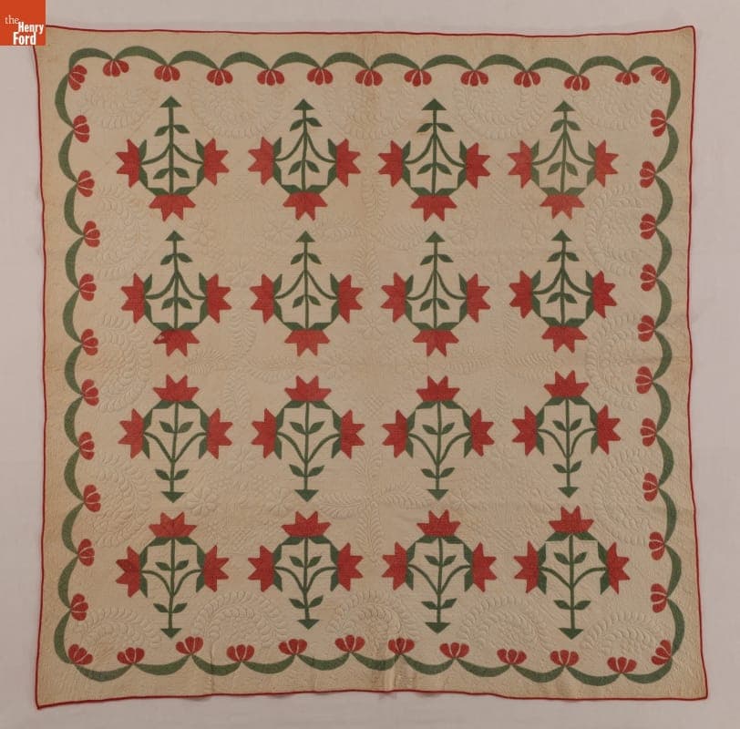 Peony Quilt by Phoebe Jane Kirby, circa 1848