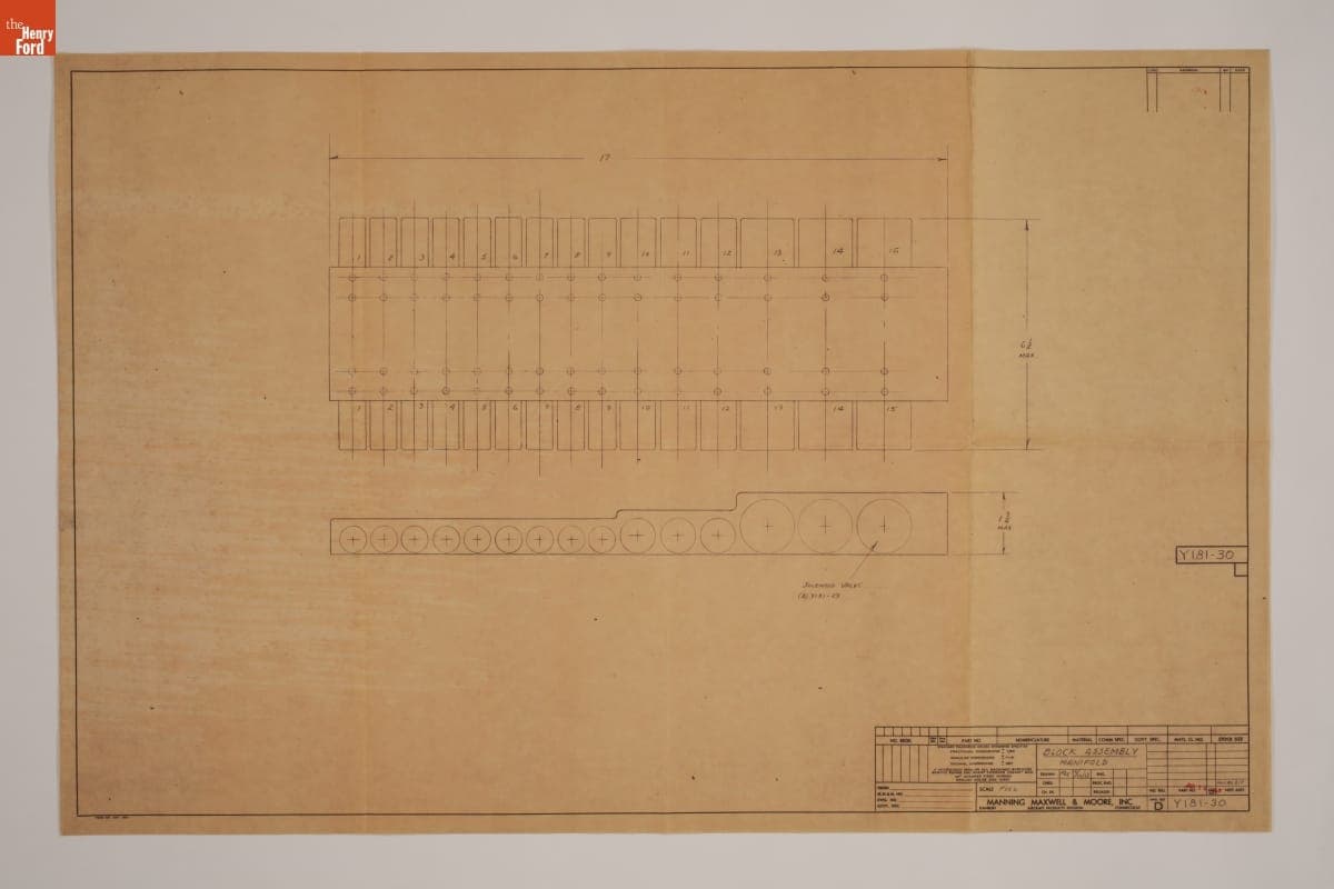 Block Assembly Manifold, Reference Number Y181-30, 1957