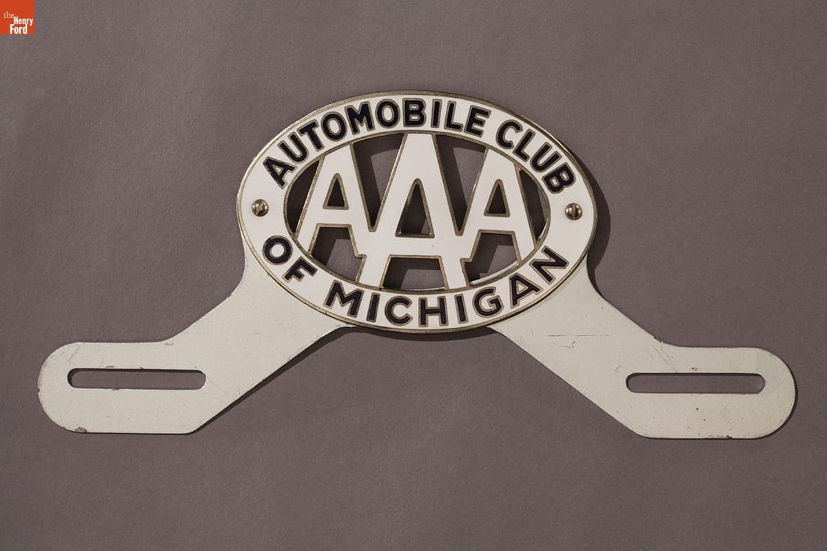 AAA Automobile Club of Michigan Badge & License Plate Topper, 1945-1960