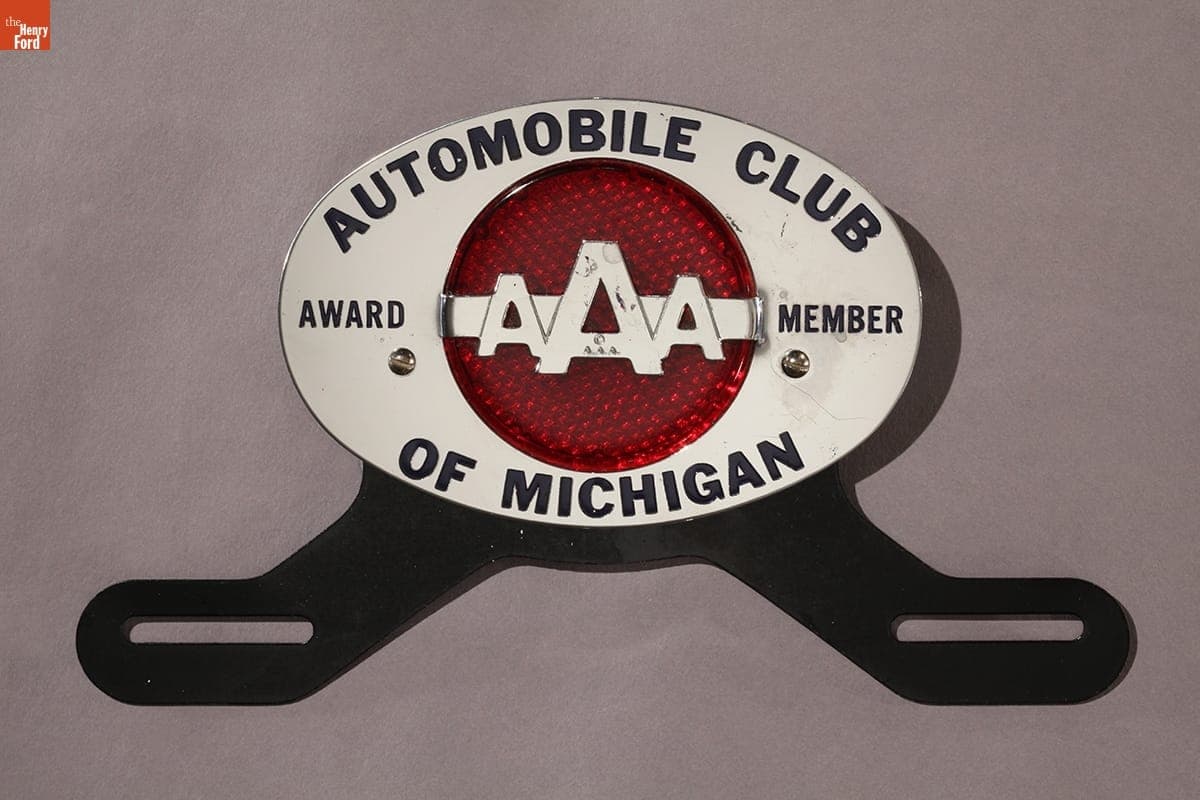 Automobile Club of Michigan AAA Reflector Badge and License Plate Topper, 1950-1960