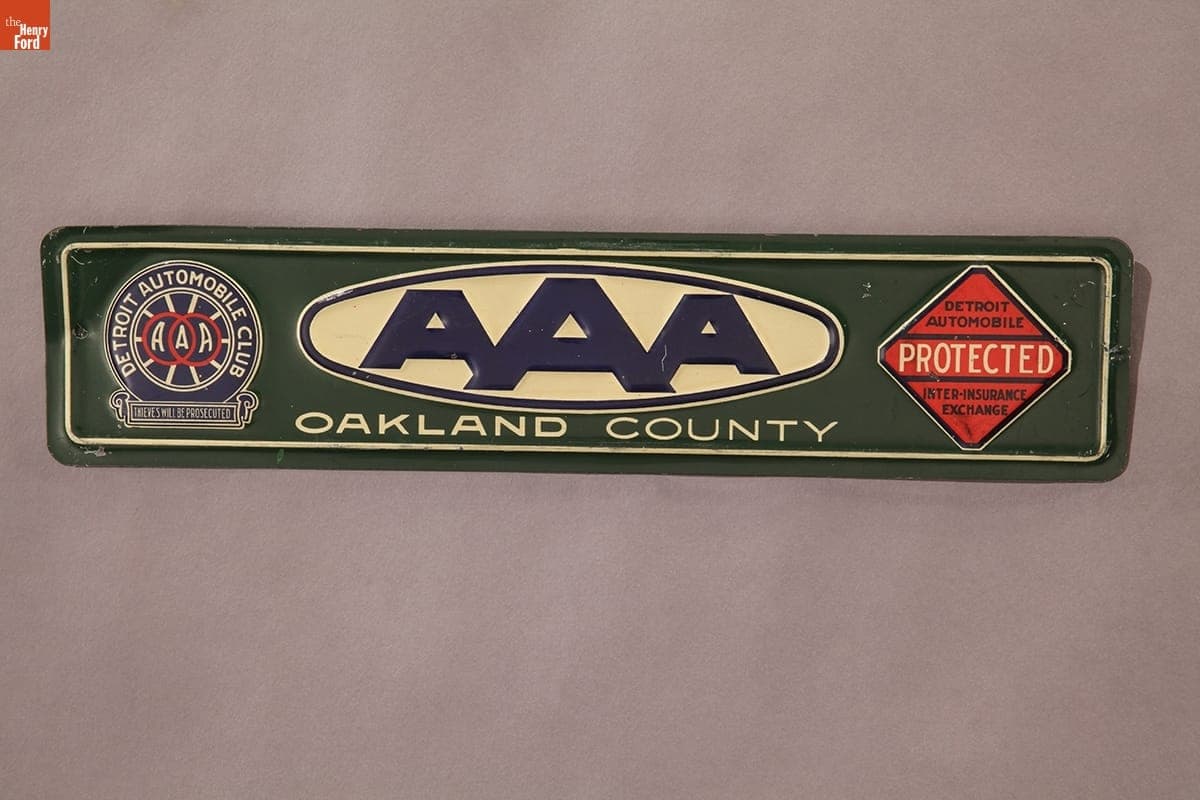 AAA Oakland County Michigan Sign, 1925-1940