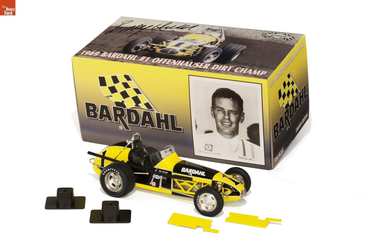 Scale Model of a Bardahl Race Car Driven by Bobby Unser in 1969