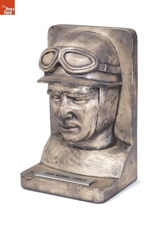 Bookend, Bust of Race Car Driver Juan Manuel Fangio, circa 1965