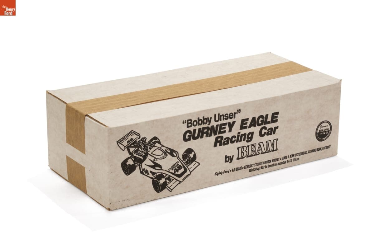 Kentucky Straight Bourbon Whiskey Bottle, Olsonite Eagle 48 Racing Car, 1975