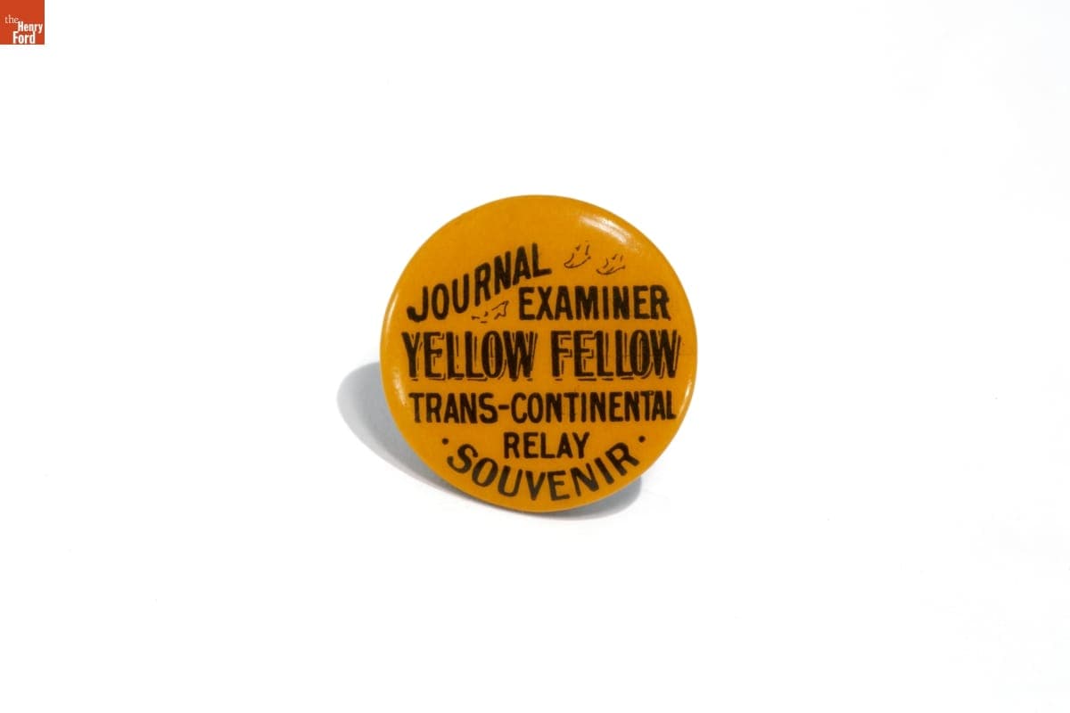 Button Promoting the Journal Examiner Trans-Continental Relay, 1896