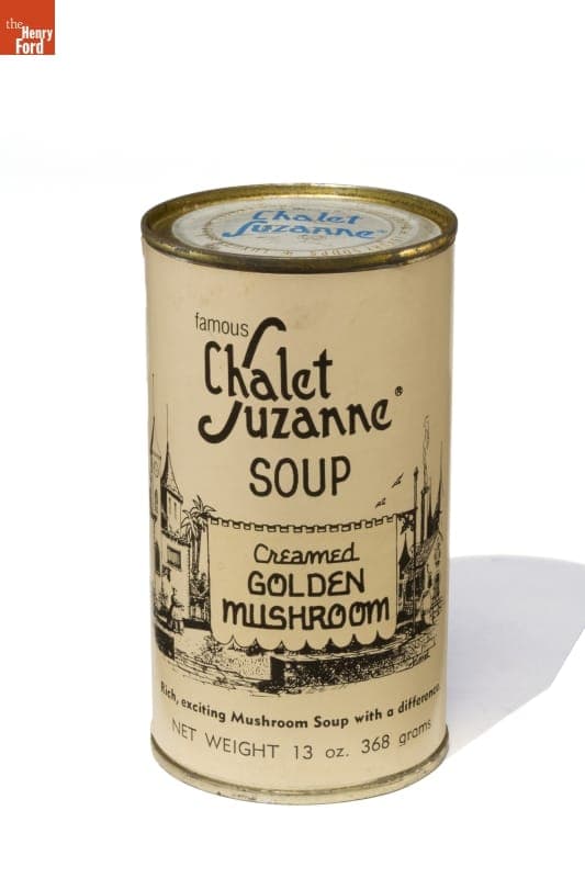 Can of Chalet Suzanne Creamed Golden Mushroom Soup, 1980-2000