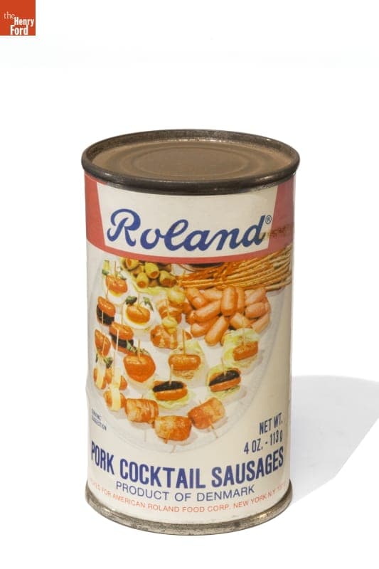 Can of Roland Pork Cocktail Sausages, 1950-1970