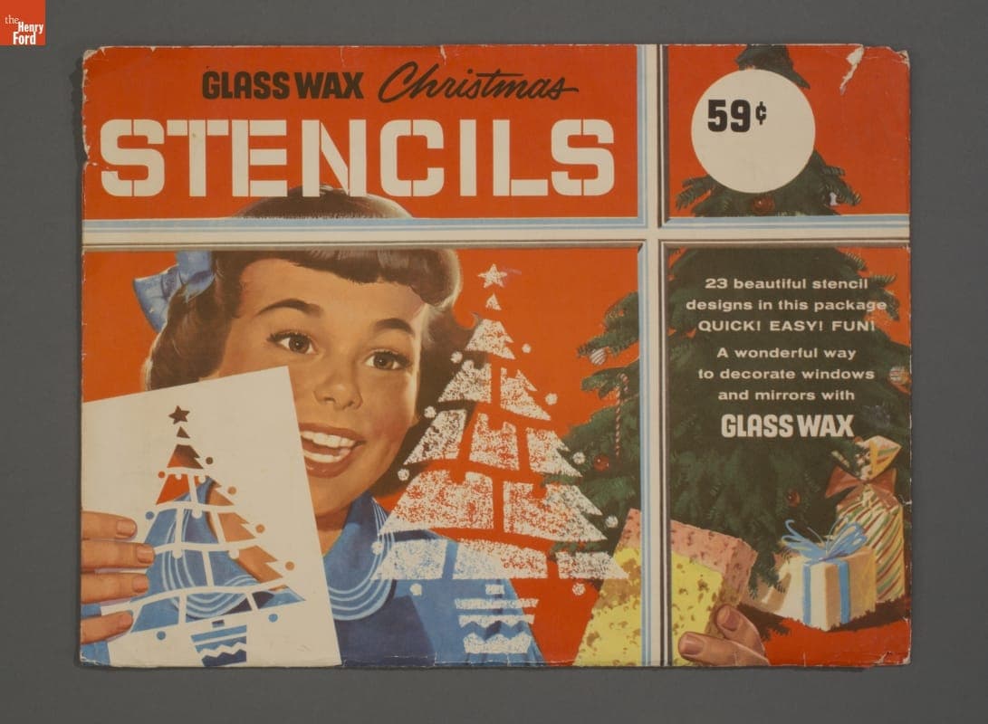 Glass Wax Christmas Window Stencils, 1960-1969
