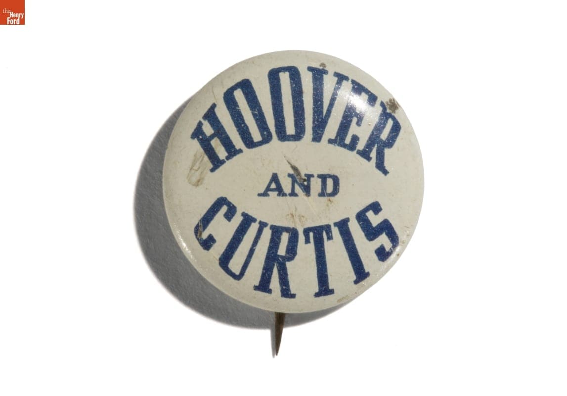 Hoover-Curtis Campaign Button, 1928-1932