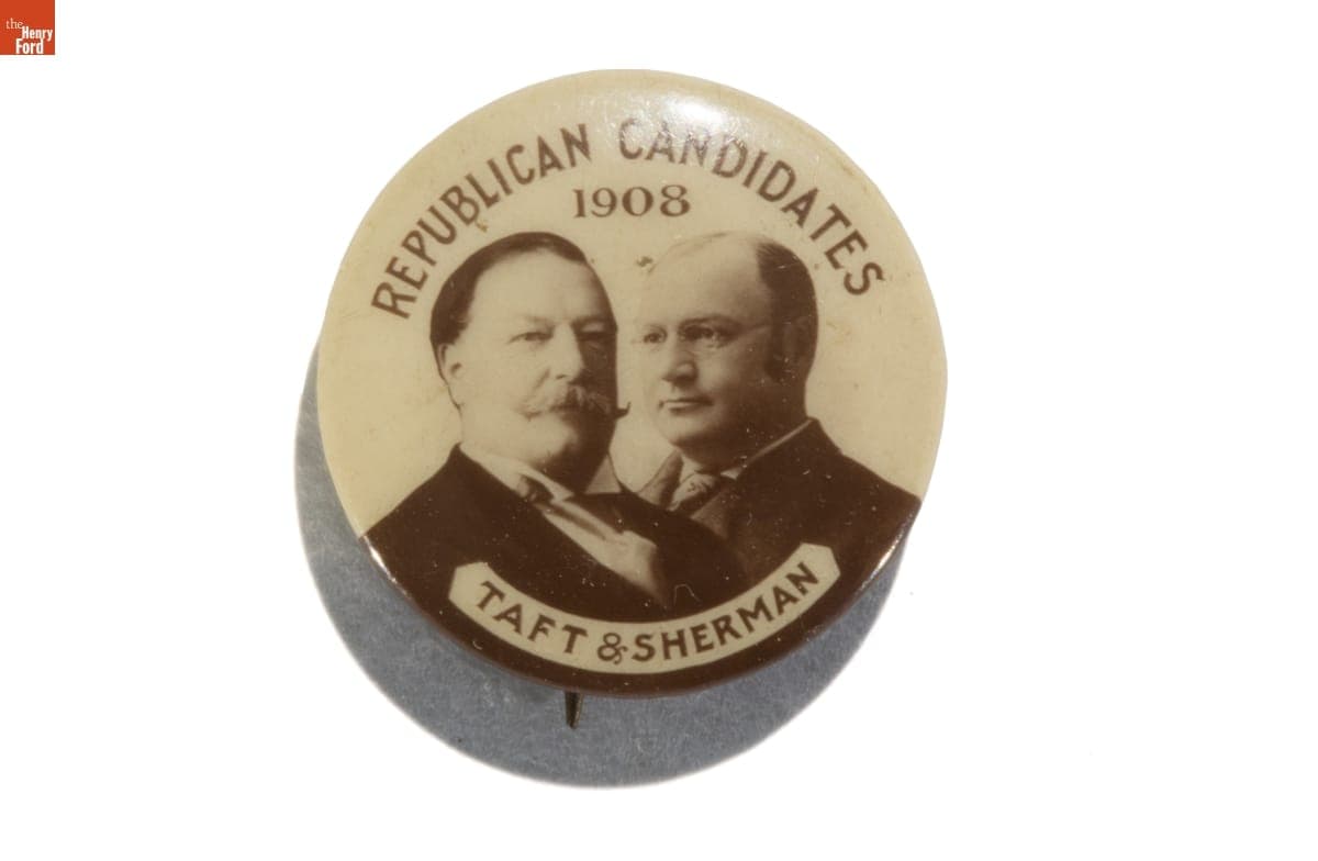 Taft-Sherman Campaign Button, 1908