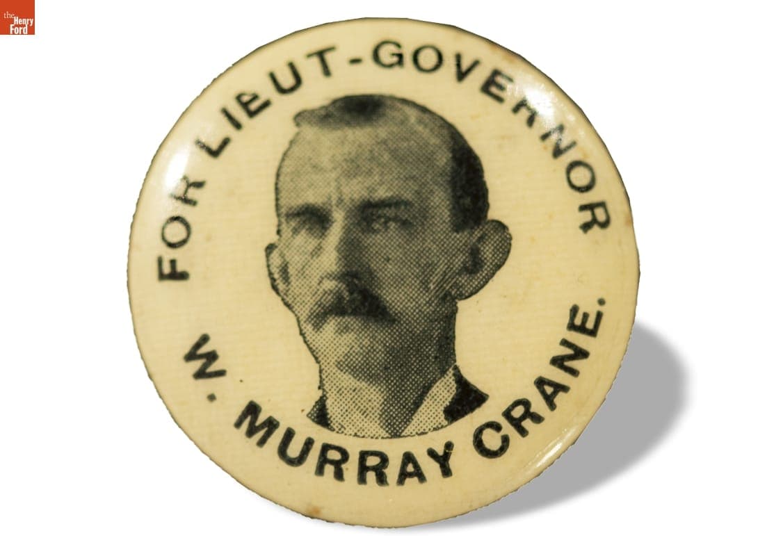 Winthrop Murray Crane Campaign Button, 1896