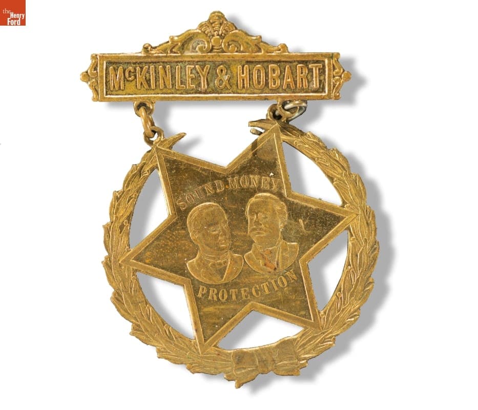 McKinley-Hobart Campaign Badge, ca. 1896