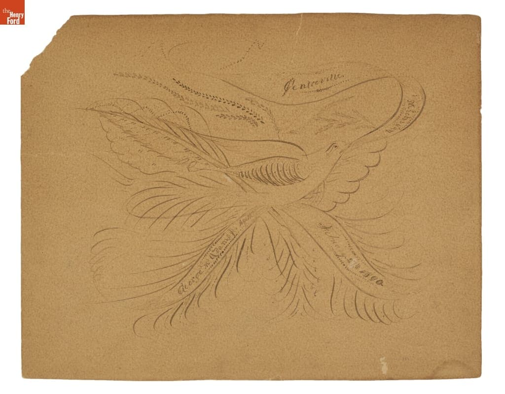 Drawing of a Bird by George Matthew Adams, 1890