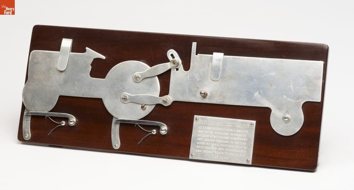 Plaque, Presented to Henry Ford by Harry Ferguson, May 1940