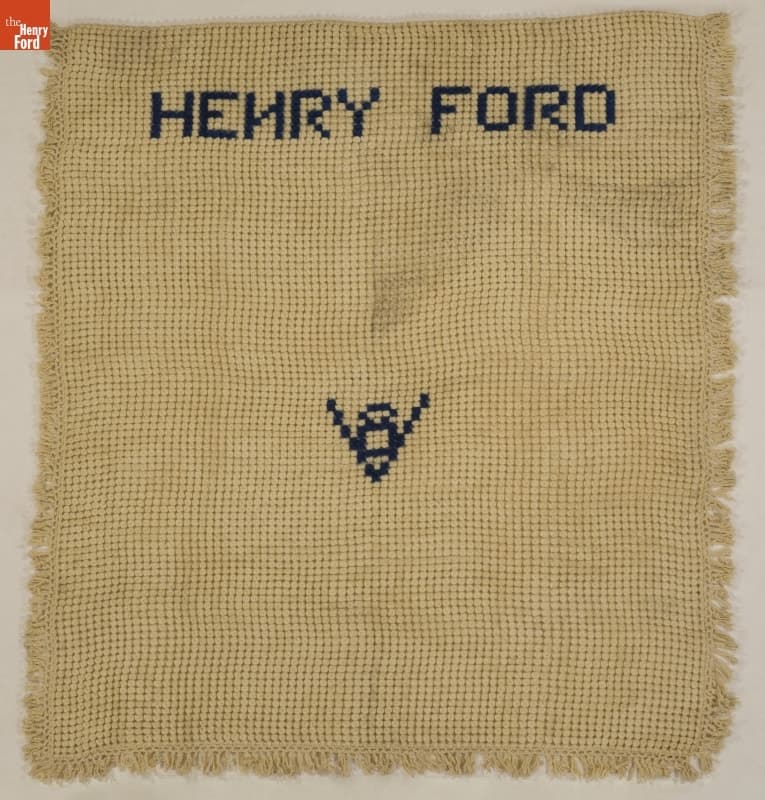 Bedcover with V-8 Symbol, Gift to Henry Ford, 1930-1940