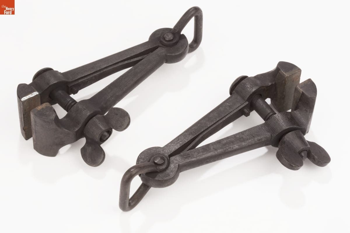 Pair of Telephone Linesman's Clamps, circa 1900